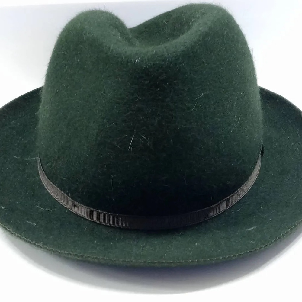 Borsalino Traveller Fur Felt Fedora Hat Green Made in Italy Water Repellent 60 - Picture 8 of 14